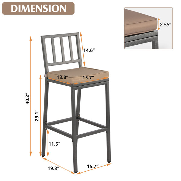 Ebern Designs Randin 40.1" Patio Bar Stool with Cushion Wayfair